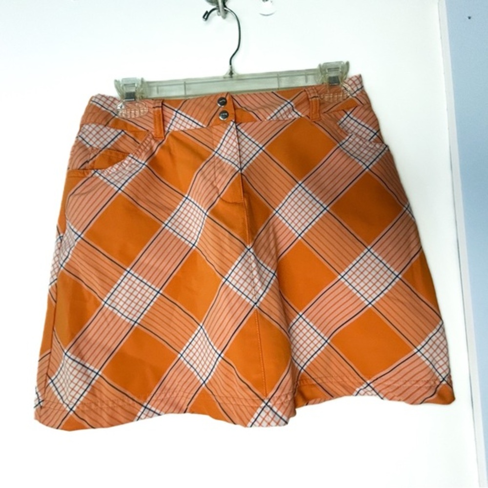 Slazenger Orange Plaid Golf Skort Women's Size 2 Extra Small.